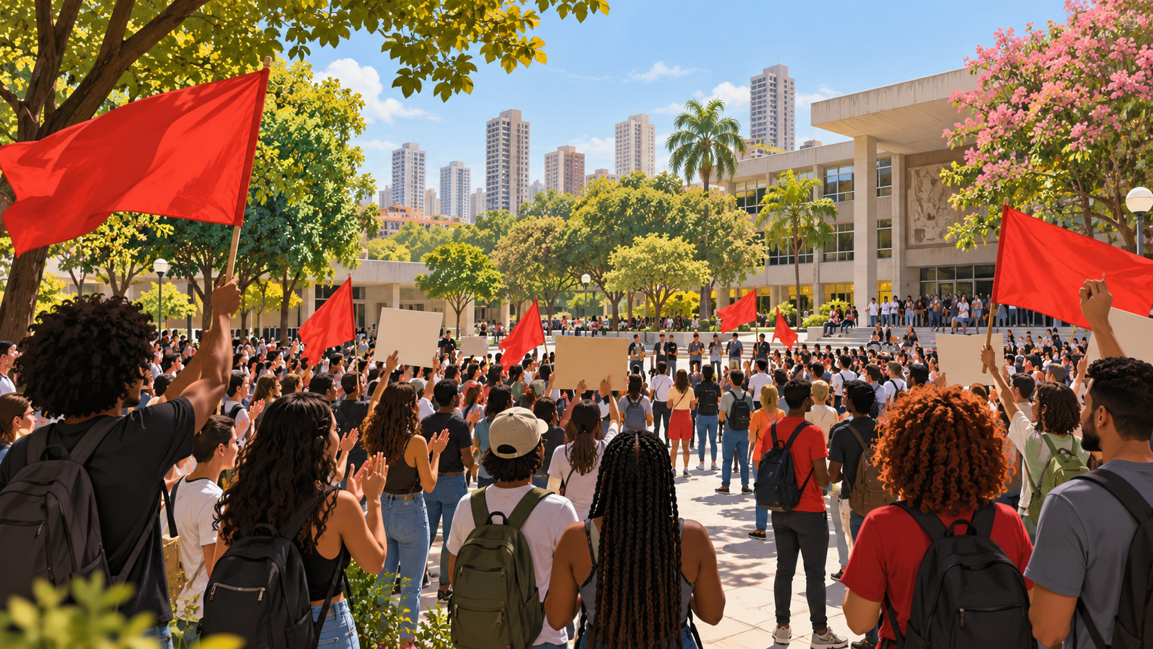 Ato pró-Lula reúne manifestantes na Praça Universitária na véspera do segundo turno